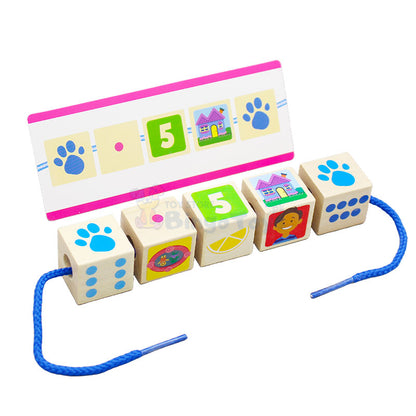 Montessori Wooden Beaded Building Blocks Game