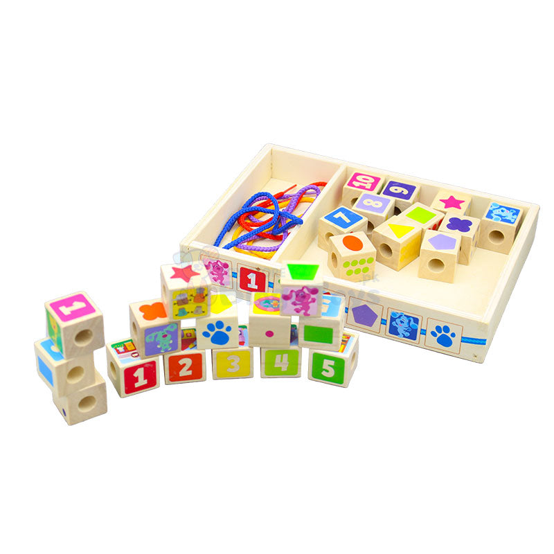 Montessori Wooden Beaded Building Blocks Game