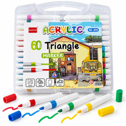 NAUGHTYHUE 60 PCS Triangle Acrylic Markers