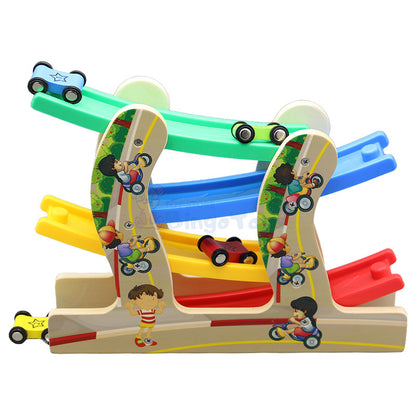 Racing Rail Car Toy for Kids Wooden