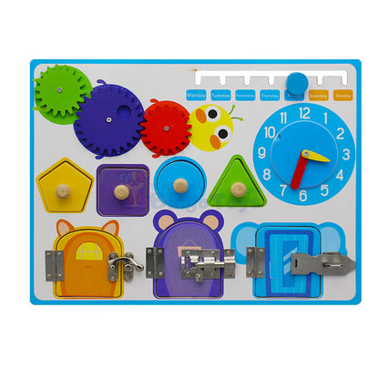 Sensory Activity Wooden Alarm Clock Busy Board