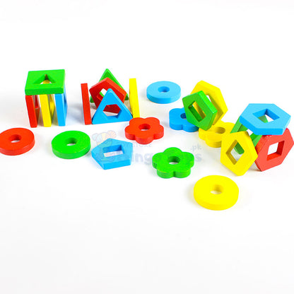 Six Column Intelligence Shape Trailer Wooden Toy