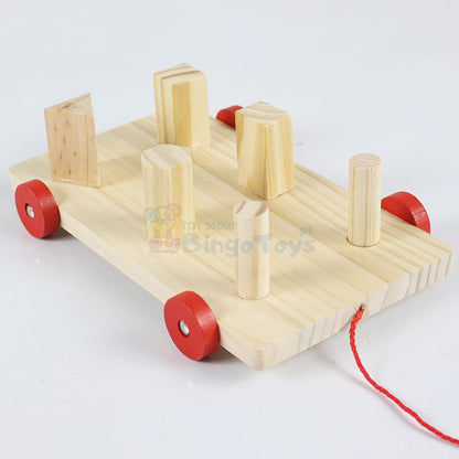 Six Column Intelligence Shape Trailer Wooden Toy