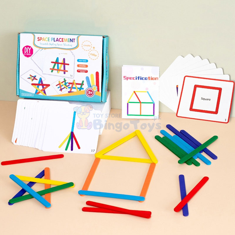 Space Placement Coloring Sticks Game Wooden