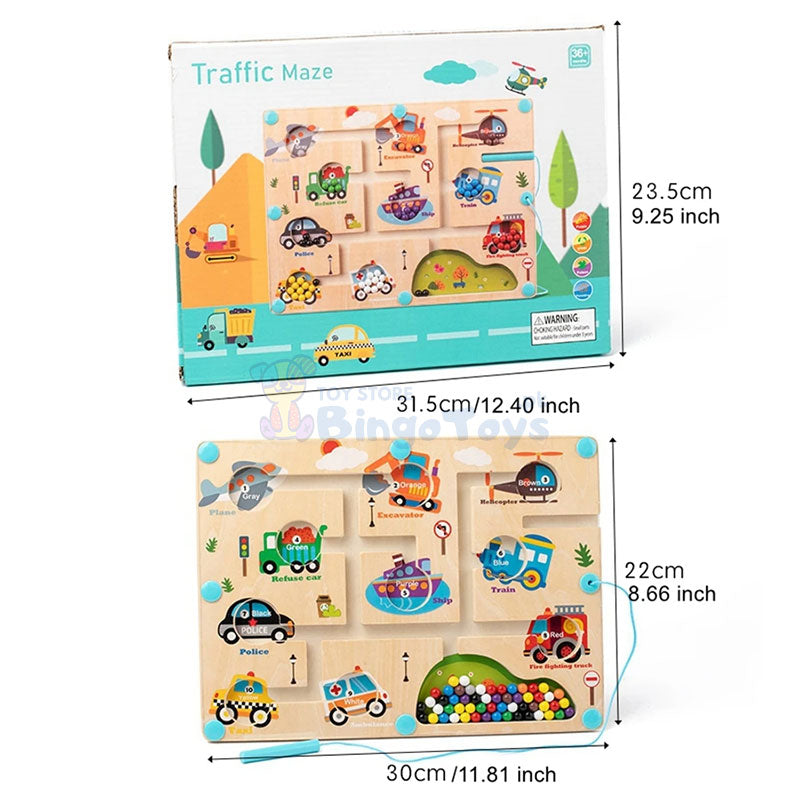 Traffic Maze Magnetic Wooden Game