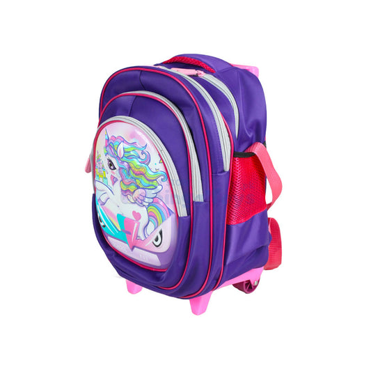 Unicorn Embossed Trolley School Bag 15″