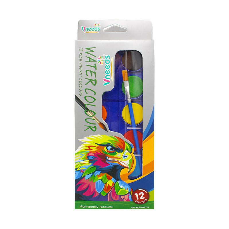 Vneeds 12 Pcs Vibrant Water Colors