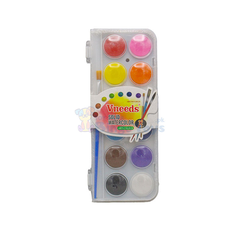 Vneeds Solid Watercolor 12 Pcs