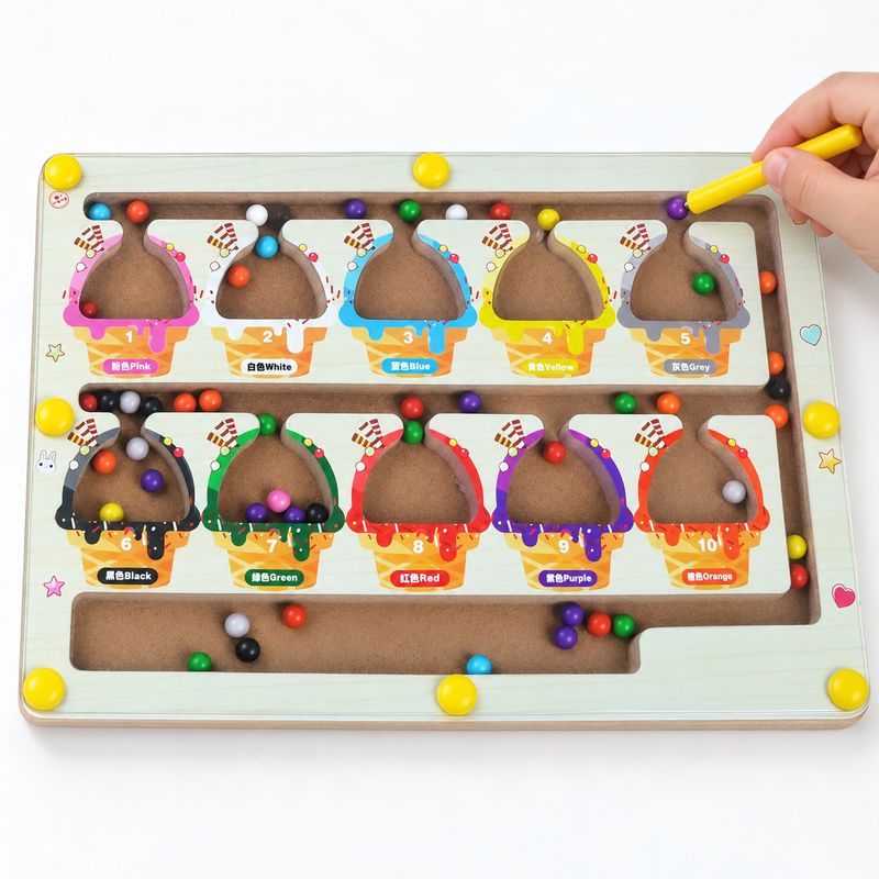 Ice Cream Magnetic Maze Moves Wooden Toy