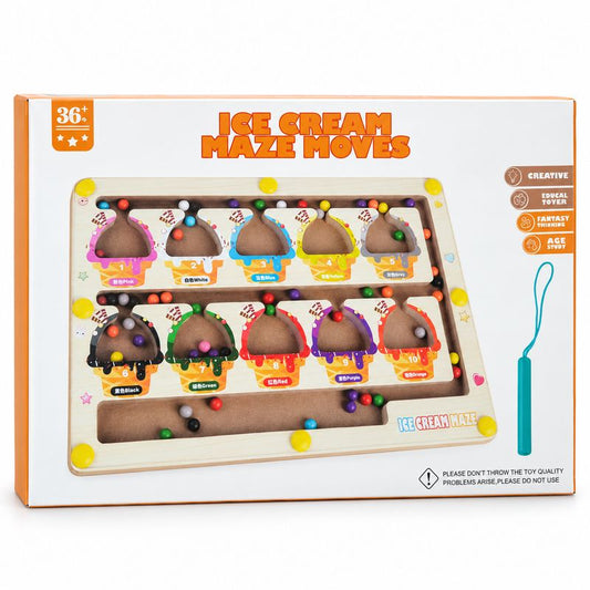 Ice Cream Magnetic Maze Moves Wooden Toy