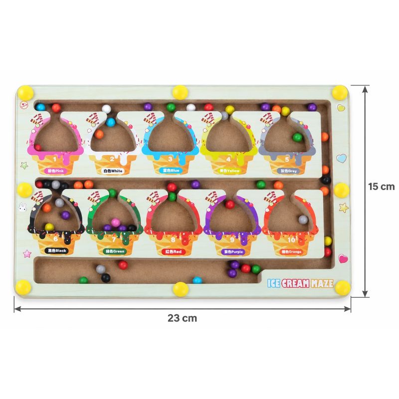 Ice Cream Magnetic Maze Moves Wooden Toy