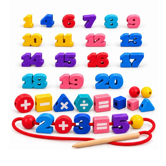 Wooden Number Lacing Beads &amp; Maths Blocks Set