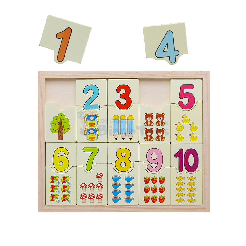 Wooden 1-10 Number with Pictures Puzzle Board