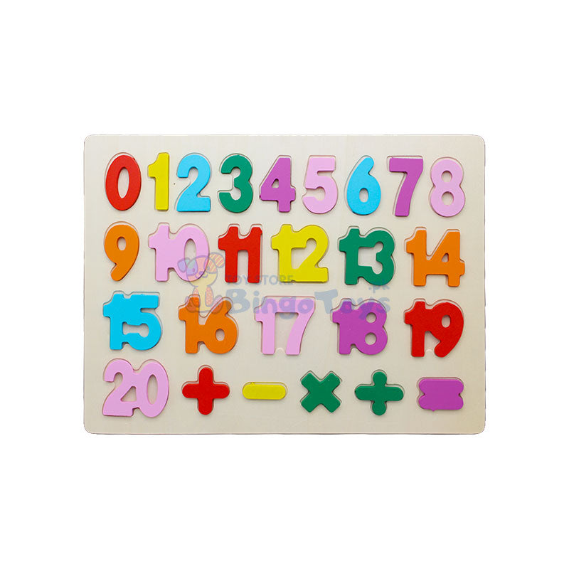 Wooden Number Puzzle Board 0 to 20 with Sign