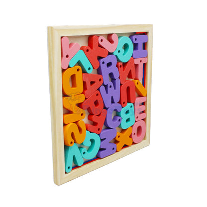 Wooden Capital Letters Lacing Tray