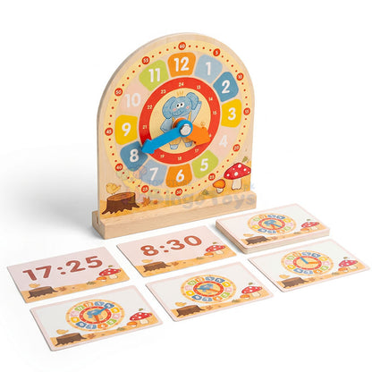 Wooden Clock Game with Double Sided Cards
