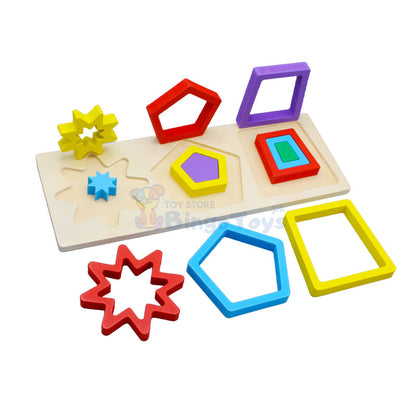 Wooden Colorful 3 Shapes Puzzle Board (1585)