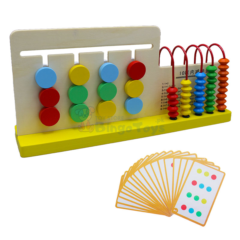 Wooden Four Color Game Calculation Stand with Abacus