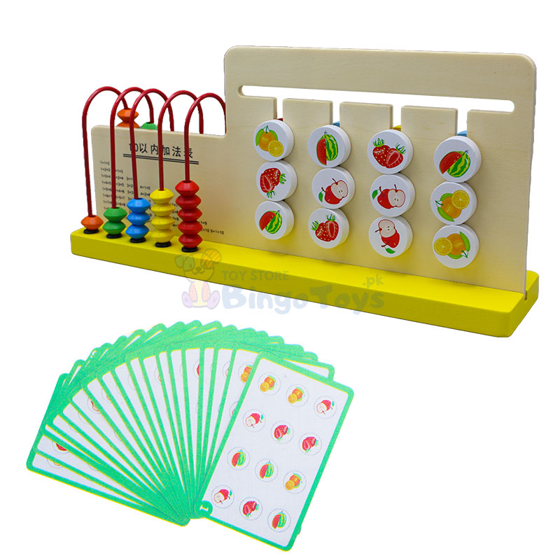 Wooden Four Color Game Calculation Stand with Abacus