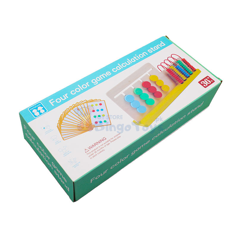 Wooden Four Color Game Calculation Stand with Abacus