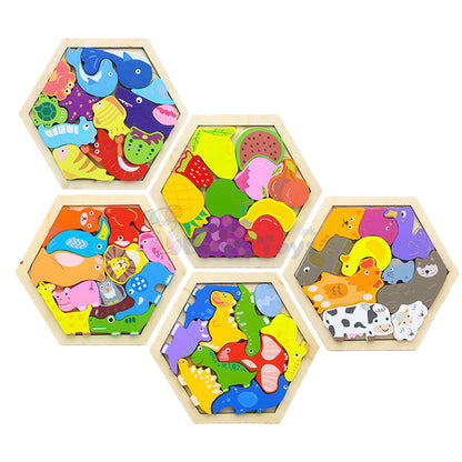 Wooden Hexagon Shape Puzzle Board