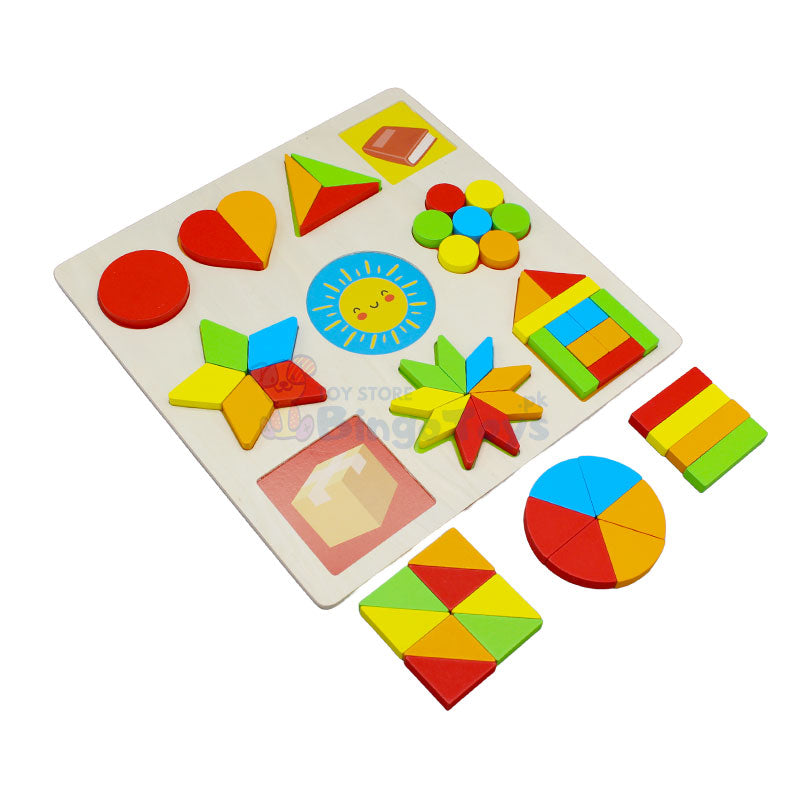 Wooden Colorful Jigsaw Shape Puzzle Board 1562A
