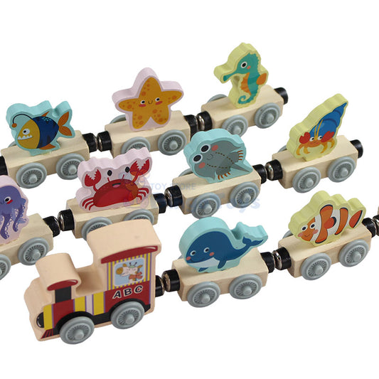 Wooden Magnetic Sea Animals Little Train 11 Pcs #1860
