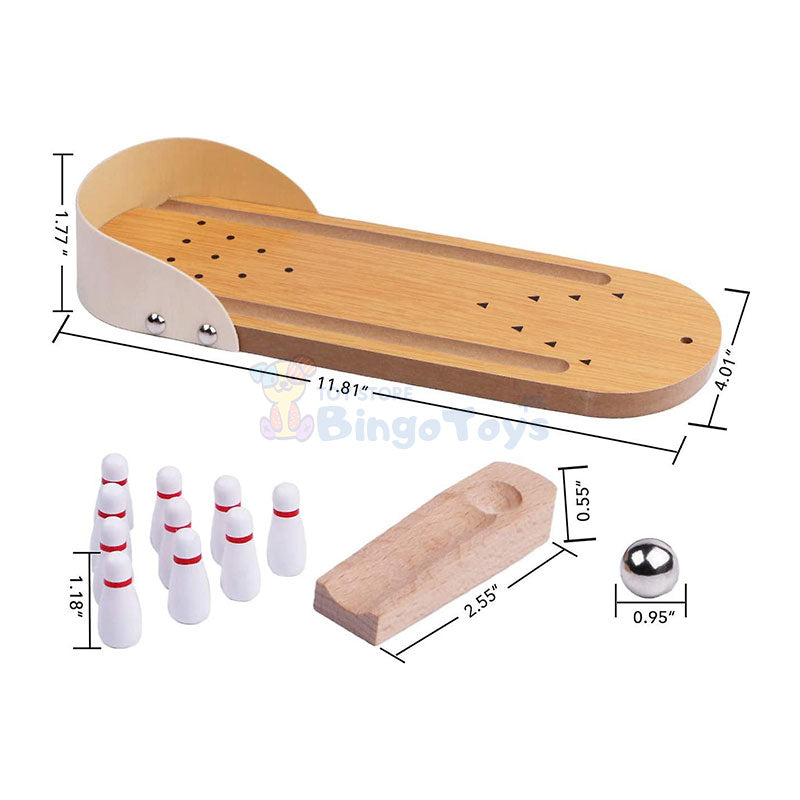 Wooden Mini Bowling Spil Game