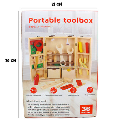 Wooden Portable Tool Box for Kids