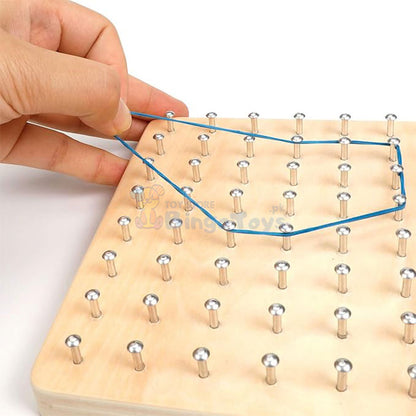 Wooden Puzzle Geoboard with Rubber Bands