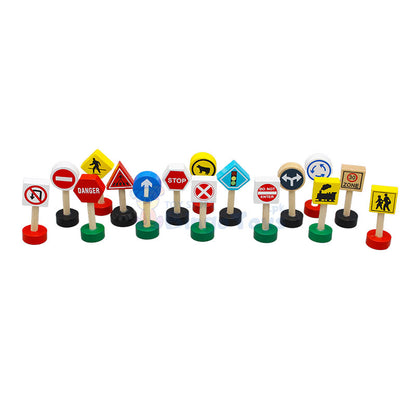 Wooden Street Traffic Signs for Kids