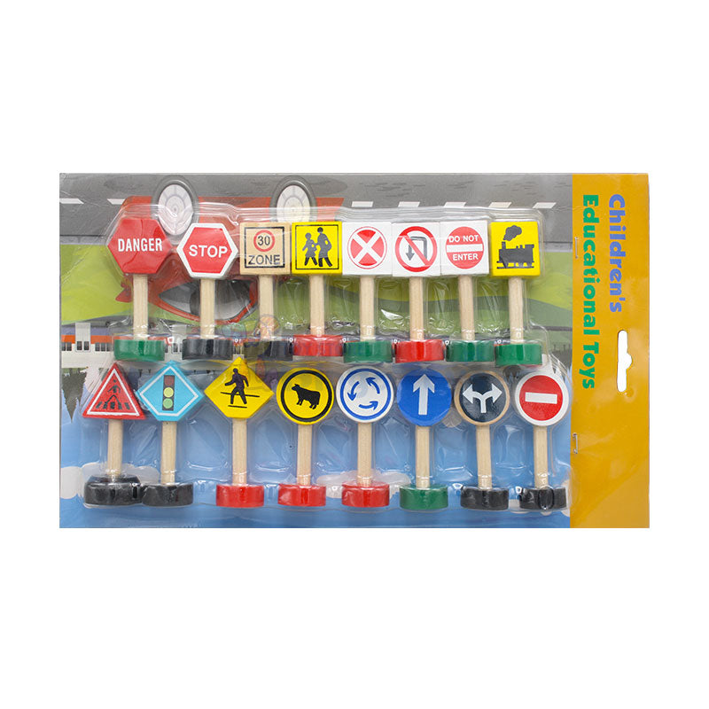 Wooden Street Traffic Signs for Kids