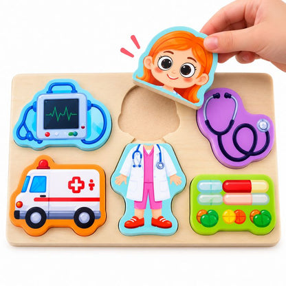 Wooden 3D Professions 6 Pcs Puzzle Board 02172