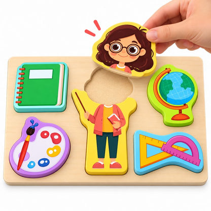 Wooden 3D Professions 6 Pcs Puzzle Board 02172