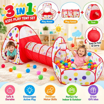 Polka Dot 3 in 1 Kids Play Tent