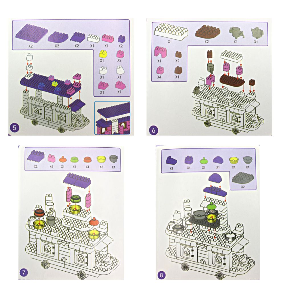 124 PCs DISENNI Desserts Cart Building Blocks