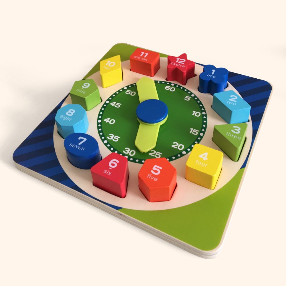 Wooden Shape Sorting Blocks Clock – Bingo Toys