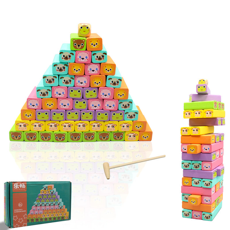 55 PCs Wooden Stacking Blocks