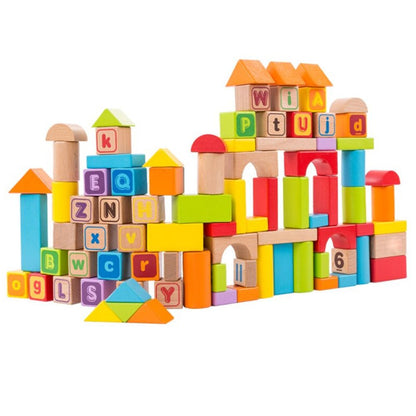 88 Pcs Wooden Building Blocks Alphanumeric