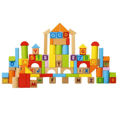 88 Pcs Wooden Building Blocks Alphanumeric