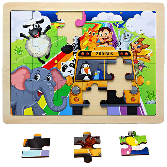 24 PCs Wooden Jigsaw Puzzle Board
