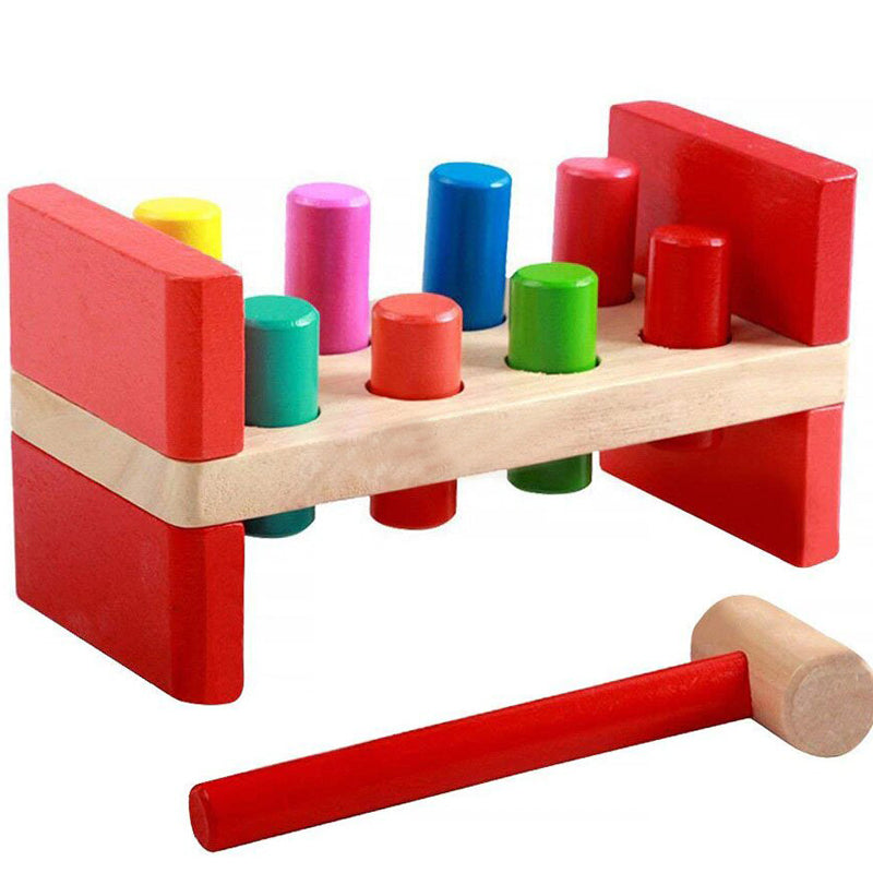 Wooden Pounding Bench Knocking Hammer Toddler Toy