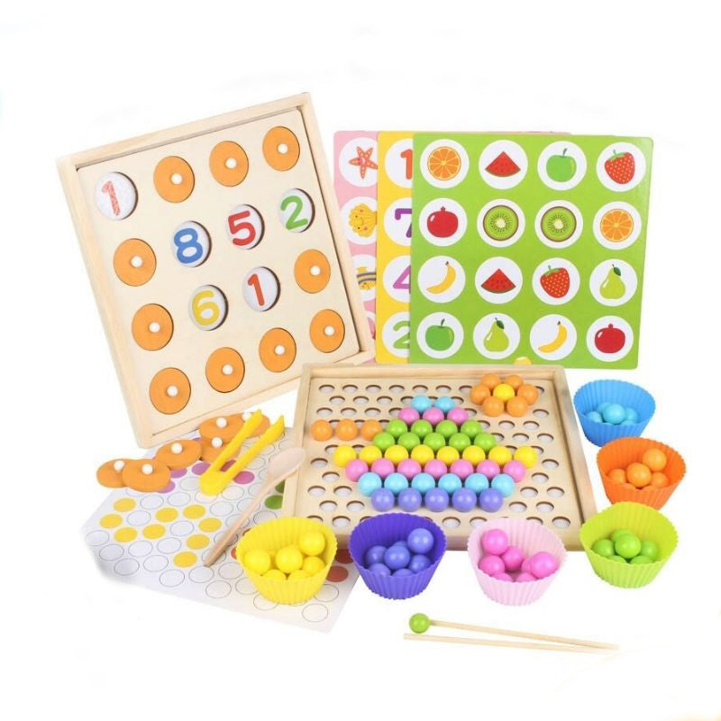 Wooden Beaded Memory Game 2 in 1