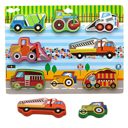 Colorful Heavy Vehicles Wooden Board