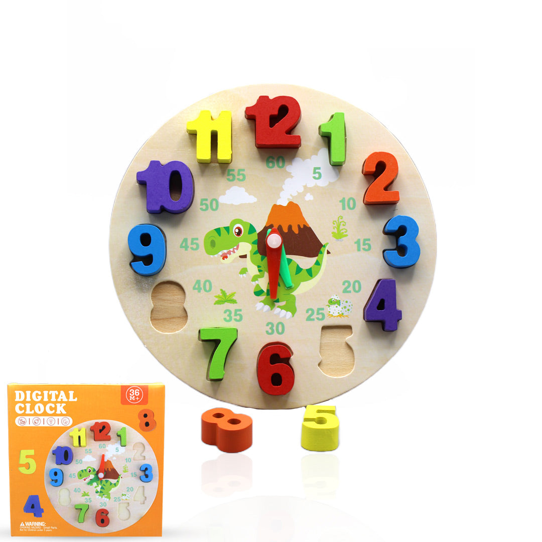 Digital Learning Wooden Clock