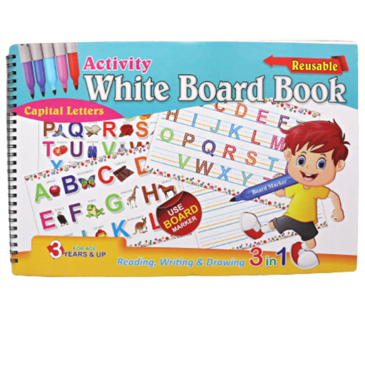 3 in 1 Reusable Activity White Board Book(Capital Letters)