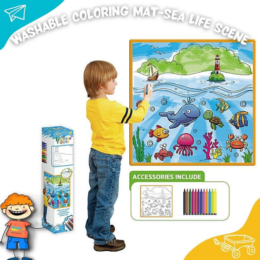 Washable coloring mat-Sea life scene